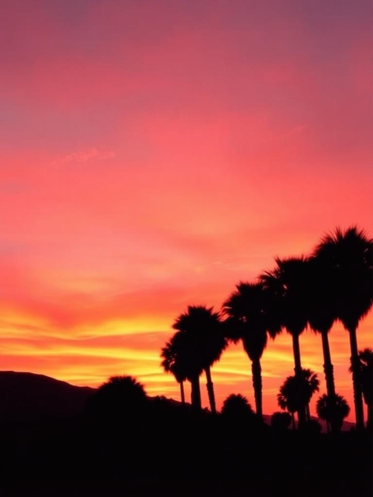 Palm trees against orange sky